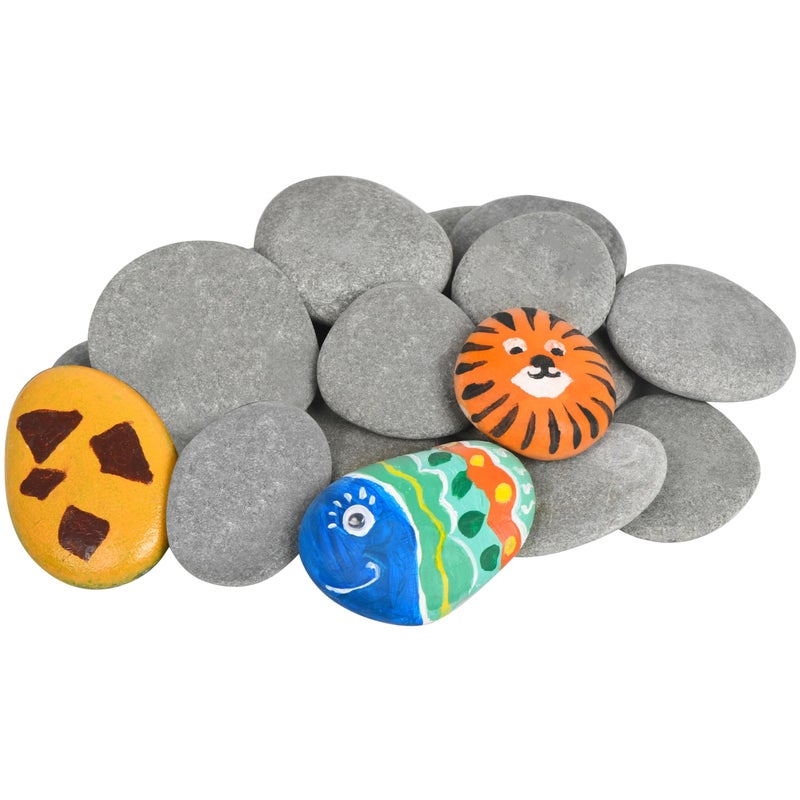 Simetufy 15 Pcs Rocks for Painting, River Rocks to Paint, 2"-3" Flat Painting Rocks, Smooth Rocks for Crafts, Natural Stones for DIY, Kindness Rocks Garden Decoration - Image 1