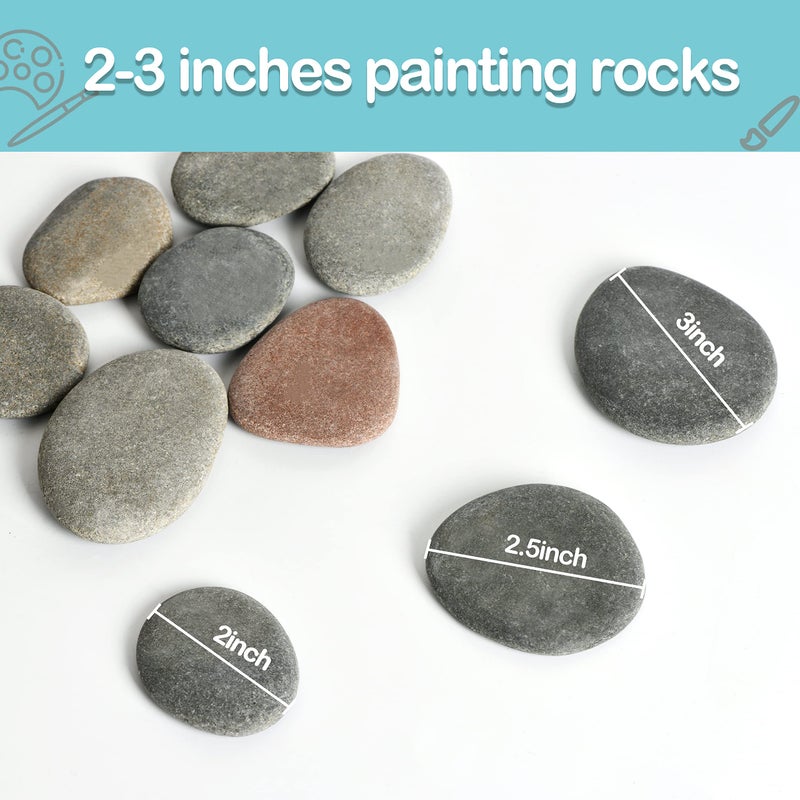 Simetufy 15 Pcs Rocks for Painting, River Rocks to Paint, 2"-3" Flat Painting Rocks, Smooth Rocks for Crafts, Natural Stones for DIY, Kindness Rocks Garden Decoration - Image 2