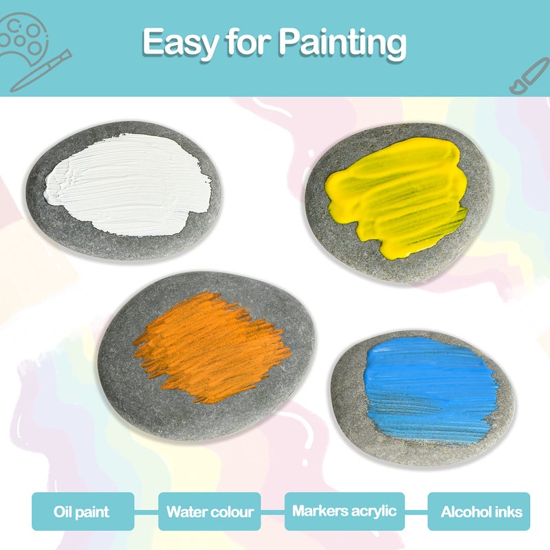 Simetufy 15 Pcs Rocks for Painting, River Rocks to Paint, 2"-3" Flat Painting Rocks, Smooth Rocks for Crafts, Natural Stones for DIY, Kindness Rocks Garden Decoration - Image 3
