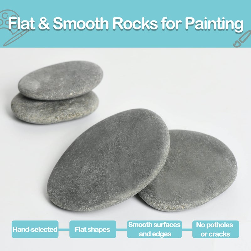 Simetufy 15 Pcs Rocks for Painting, River Rocks to Paint, 2"-3" Flat Painting Rocks, Smooth Rocks for Crafts, Natural Stones for DIY, Kindness Rocks Garden Decoration - Image 4