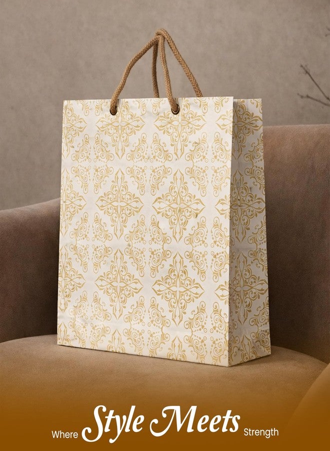 KOSY Paper Gift Bag for Gifting and Return Gifts Eco Friendly Reusable Printed Paper Carry Bag with Elegant Golden Print Design Durable Lightweight Small Size Pack of 10 - Image 4