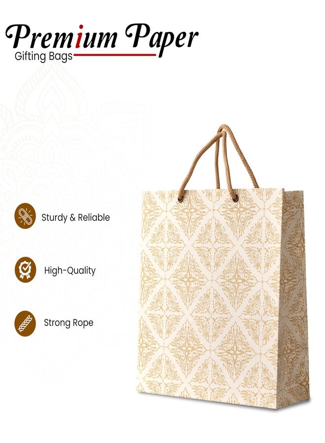 KOSY Paper Gift Bag for Gifting and Return Gifts Eco Friendly Reusable Printed Paper Carry Bag with Elegant Golden Print Design Durable Lightweight Small Size Pack of 10 - Image 2