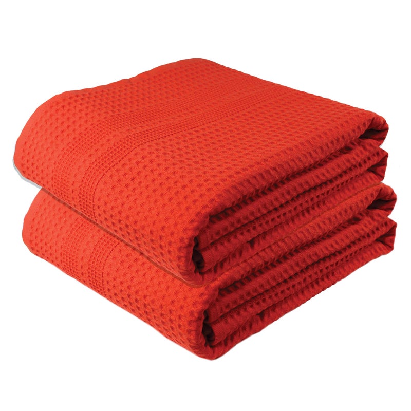 Gilden Tree GILDEN TREE Waffle Bath Sheet Large Bath Towels Quick Dry Thin Body Towels 40x80 Oversized Bath Towels for Adults 2 Pack Bath Sheet Set Classic Style Bright Coral 