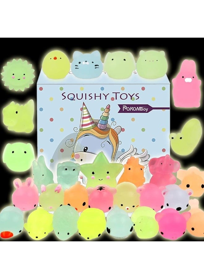 POKONBOY POKONBOY Mochi Squishy Toys Glow in The Dark for Party Favors  30 Pack Mini Kawaii Cute Animal Squishies Stress Relief Squishy Animals Mochi Cat Squishy with Gift Box  - Image 4