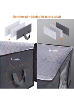 Sprinters Sprinters - Large Capacity Clothes Storage Bag Organizer  3 Pack 90L With Reinforced Handle, Thick Fabric For Comforters , Blankets , Bedding , Foldable With Sturdy Zipper, Clear Window  - Image 3