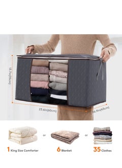 Sprinters Sprinters - Large Capacity Clothes Storage Bag Organizer  3 Pack 90L With Reinforced Handle, Thick Fabric For Comforters , Blankets , Bedding , Foldable With Sturdy Zipper, Clear Window  - Image 2