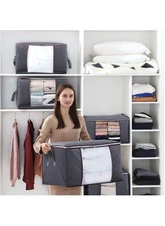 Sprinters Sprinters - Large Capacity Clothes Storage Bag Organizer  3 Pack 90L With Reinforced Handle, Thick Fabric For Comforters , Blankets , Bedding , Foldable With Sturdy Zipper, Clear Window  - Image 5