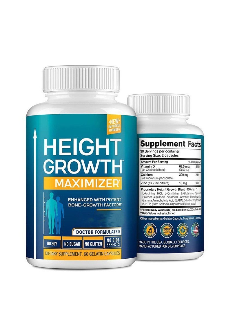 BIYODE - Growth Capsules to Grow Taller - Height Growth Maximizer With Calcium For Bone Strength - Made in USA - Natural Get Taller Supplement to Increase Bone Growth - Free of Growth Hormone - Image 1