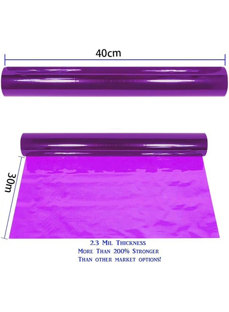 Apustim 30m Long x 40cm Wide Purple Cellophane Wrapping Roll With 100 Ties，Translucent Cellophane Wrapping Paper For Gift Baskets，DIY Arts And Crafts Decoration，Candy  - Image 2