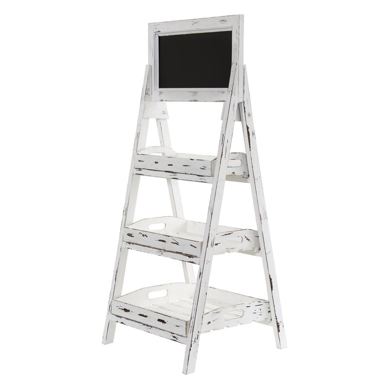 Nearly Natural Nearly Natural 3ft White Washed Farmhouse Stand with Chalkboard 