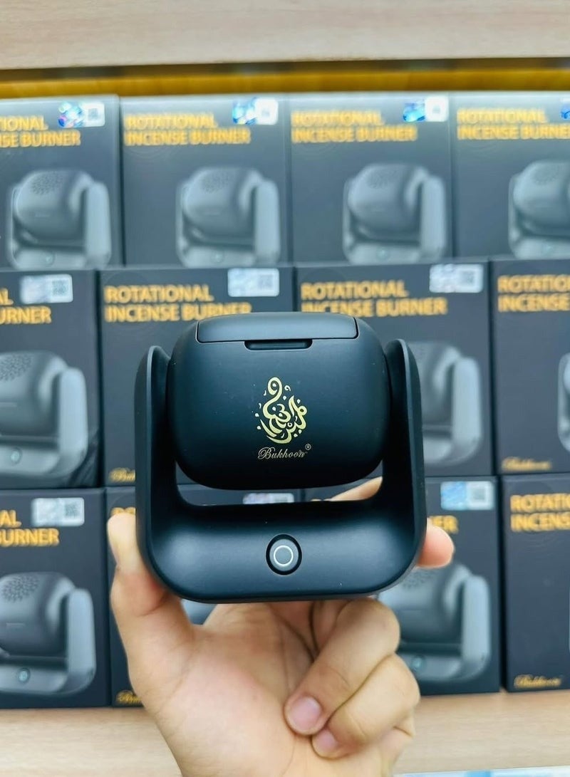 بخون مبخرة بخور دوارة حديثة، سعة بطارية 1500 مللي أمبير/ساعة، منفذ شحن من النوع C، درجة حرارة تسخين 700 درجة مئوية، حرق واحد لمدة دقيقتين، دوران 90 درجة، مؤشر LED - Image 4