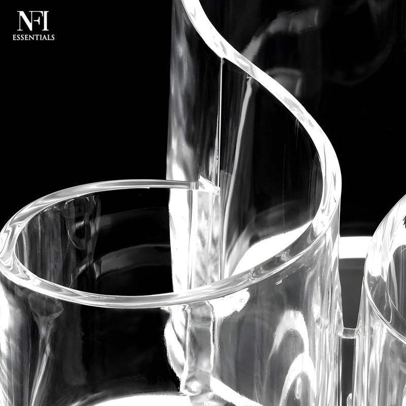 NFI essentials S-Shaped Clear Acrylic Pen & Makeup Brush Holder – 3 Compartment Multipurpose Organizer for Cosmetics, Office Desk & Vanity – Transparent Plastic Stand - Image 5