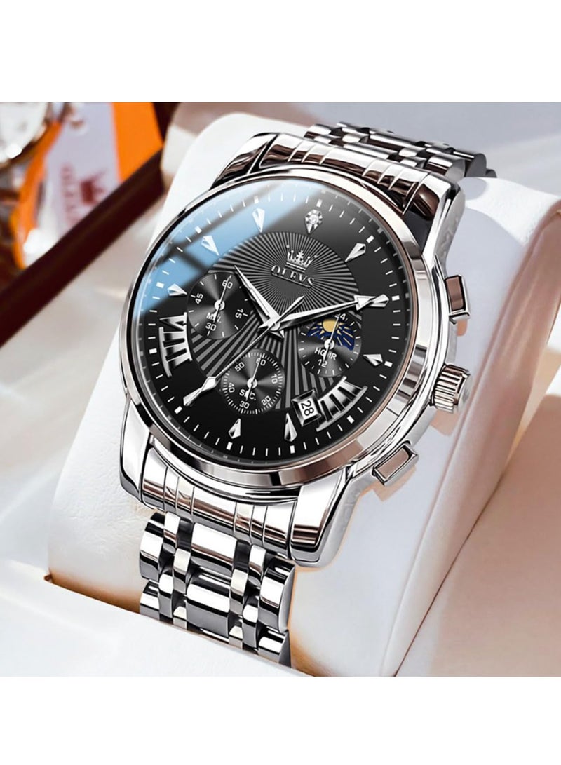 OLEVS Watches for Men Stainless Steel Quartz Water Resistant Watch 41mm 2892 - Image 3