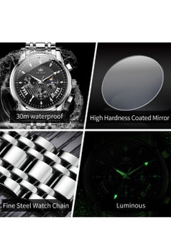 OLEVS Watches for Men Stainless Steel Quartz Water Resistant Watch 41mm 2892  - Image 5