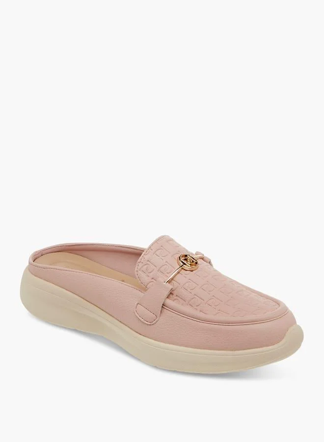 Women Monogram Embossed Slip-On Mules
