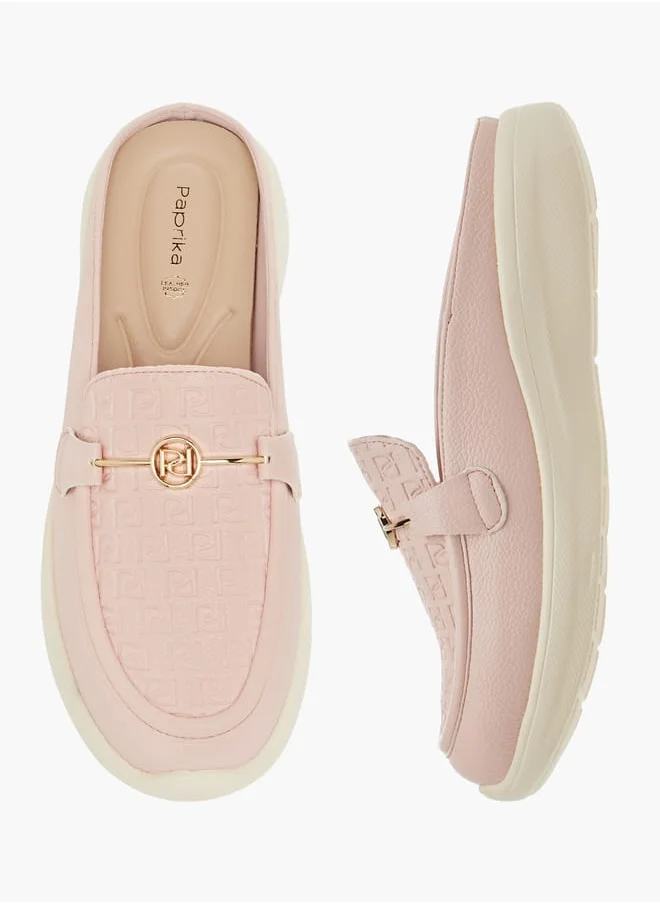 بابريكا Women Monogram Embossed Slip-On Mules