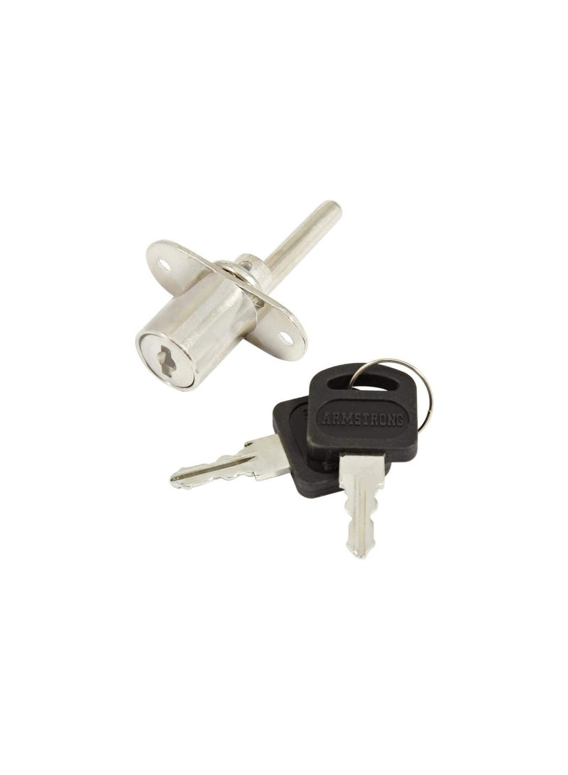 Armstrong Frontal Center Lock and Fitting - Chrome | Silver | Steel | 2 keys with fittings - Image 1