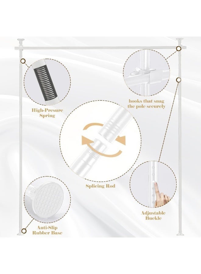 WALALLA Adjustable Freestanding Room Divider, Drilling Free Tension Curtain Rods, Floor to Ceiling Wall Divider Rod, Heavy Duty Partition Dividers Rods include 3 Vertical, 2 Horizontal - Image 4