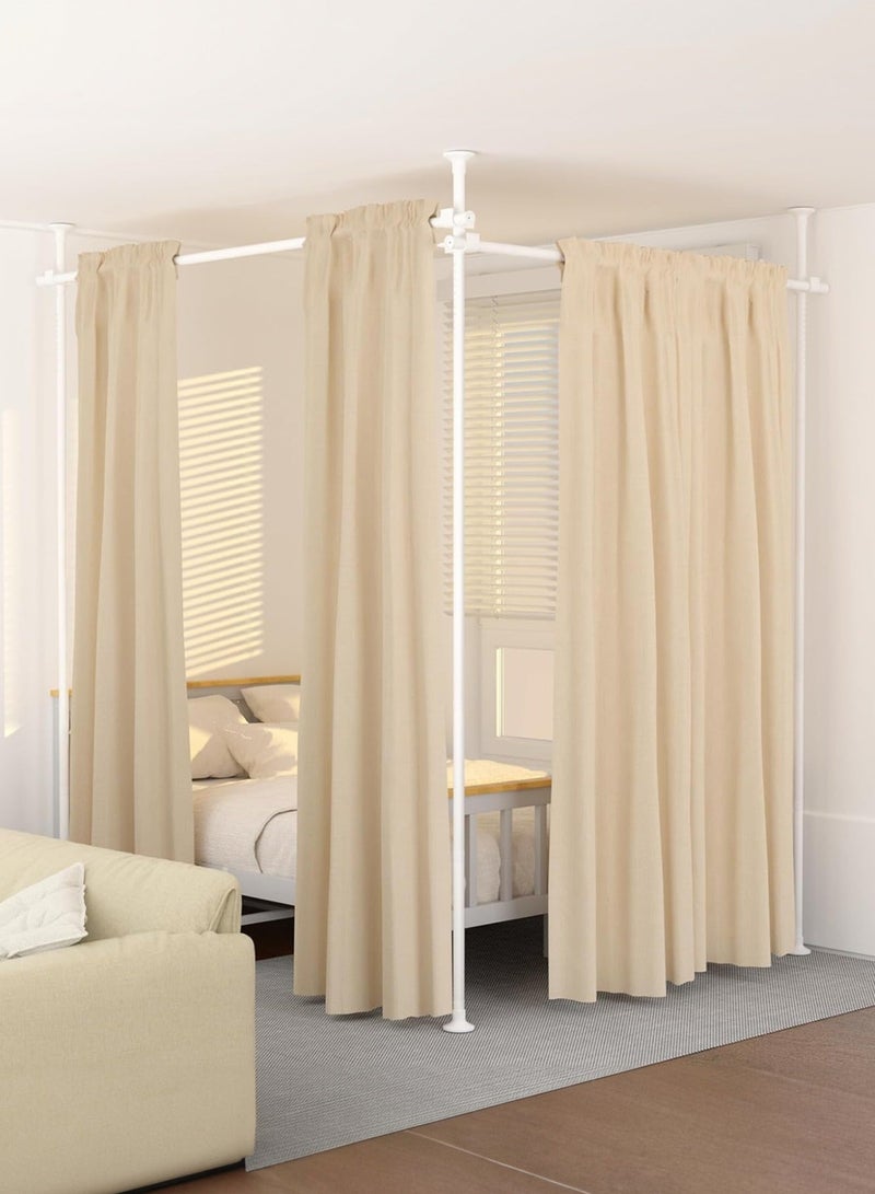 WALALLA Adjustable Freestanding Room Divider, Drilling Free Tension Curtain Rods, Floor to Ceiling Wall Divider Rod, Heavy Duty Partition Dividers Rods include 3 Vertical, 2 Horizontal - Image 1