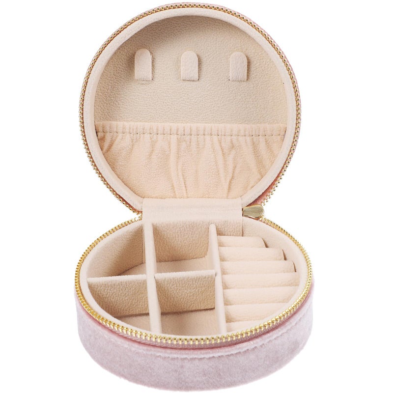 Portable Mini Travel Jewelry Box Organizer Case Pink Velvet Interior for Rings Earrings Necklace - Image 2