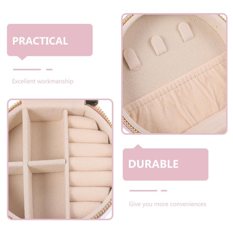 Portable Mini Travel Jewelry Box Organizer Case Pink Velvet Interior for Rings Earrings Necklace - Image 4