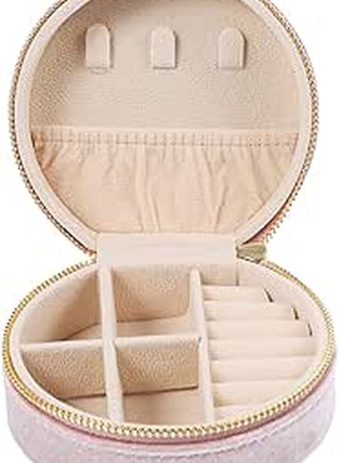 Portable Mini Travel Jewelry Box Organizer Case Pink Velvet Interior for Rings Earrings Necklace - Image 1