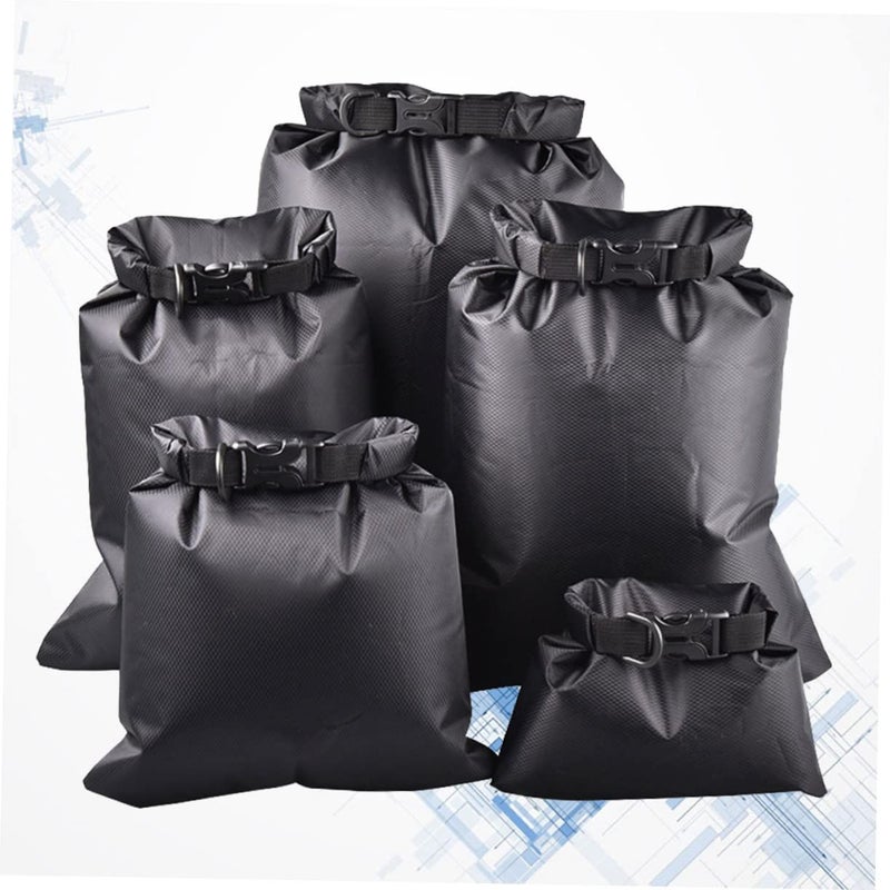 5 Pcs Dry Bag For Camping Kayaking Boating Outdoor Storage Pouches Black Waterproof For Phones Documents Gear And Food - Image 4