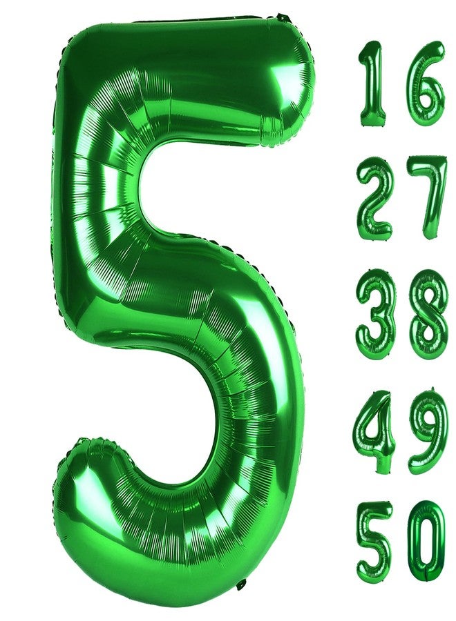 Kelfuoya 40 Inch Balloon 5 Number Balloons,Giant Number 5 Balloons Foil Mylar Helium Green Number Balloons for 15th 25th 35th 50th Birthday Party Supplies Anniversary Event Celebration Decorations - Image 1