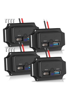 KASTWAVE 4PCS 12V RV USB Outlet with Touch Switch & Braille, USB Outlet Panel Wall Mount, 48W Dual PD3.0 Type-C & Quick Charge QC3.0 USB-A Port Panel Mount, Car USB Socket Charger Adapter for RV Marine Boat  - Image 1