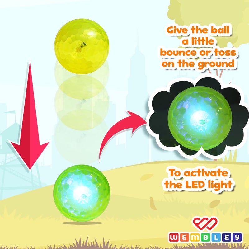 Wembley Plastic Light Ball For Kids Play Led Soft Bouncing Flashing Lightning Baby Ball Glow In The Dark Toys For Kids - 6" Inch Pk Of 1, Handball - Image 4