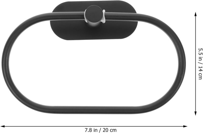 Uonlytech Stainless Steel Wall Mounted Towel Ring and Hand Towel Holder Set Round Bathroom and Kitchen Matte Black No-Drill Installation for Home Bathroom Organization - Image 2