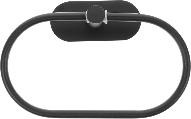 Uonlytech Stainless Steel Wall Mounted Towel Ring and Hand Towel Holder Set Round Bathroom and Kitchen Matte Black No-Drill Installation for Home Bathroom Organization - Image 1