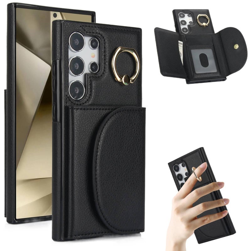 Phone Case | Leather Texture | Shockproof Cover for Samsung Galaxy S22 | Black | Card Holder - Image 1