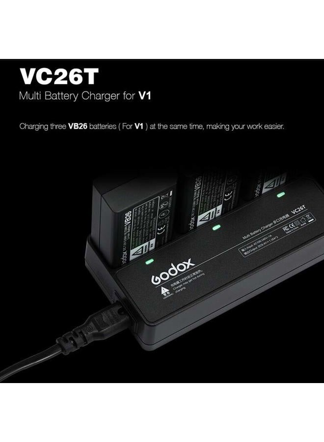 Godox VC26T Triple Battery Charger Kit for Godox V1 V1 Pro Flash Speedlite VB26 VB26A VB26B VB30 Lithium Battery Pack - Image 3
