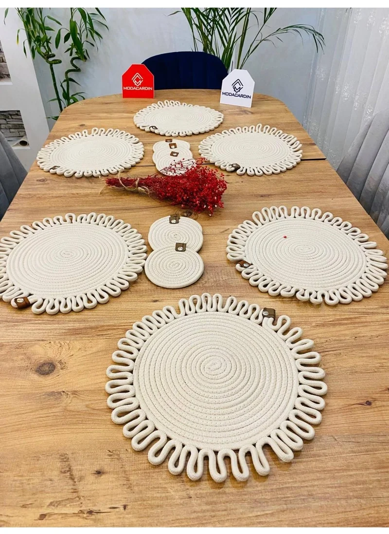 BDZ Deri BDZ Leather Wicker Jute Presentation Plate Mat American Service and Coasters 12 Pieces