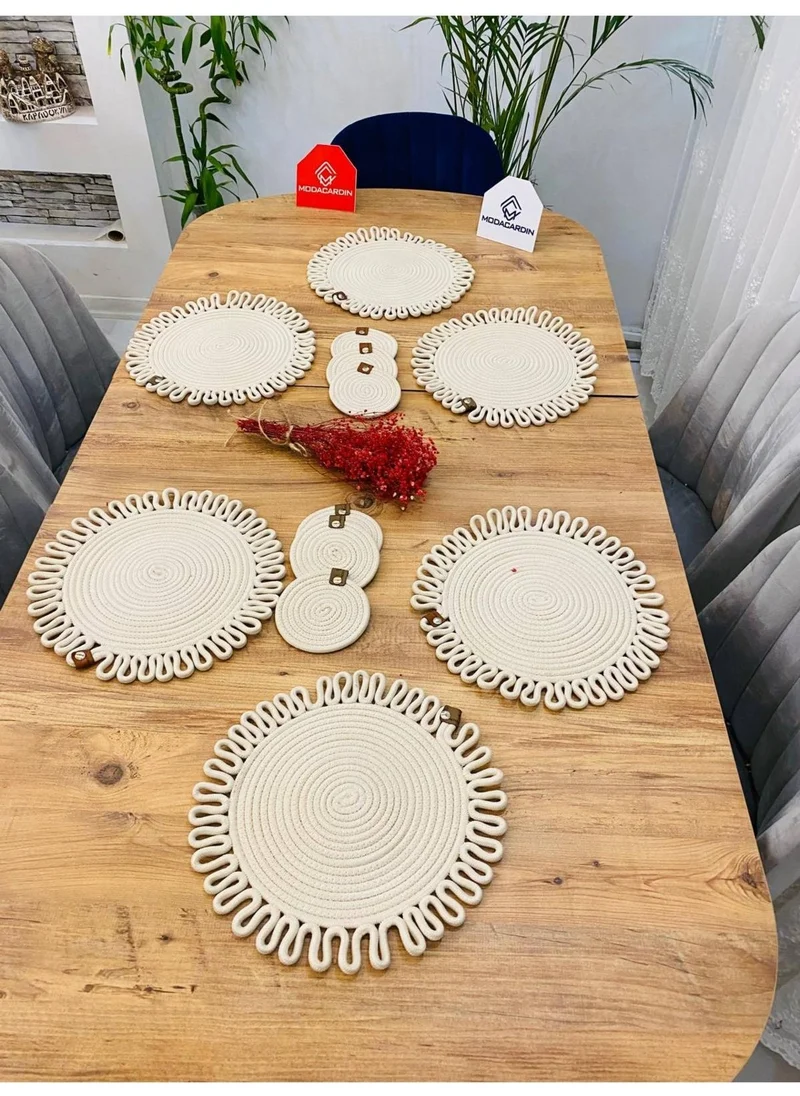 BDZ Deri BDZ Leather Wicker Jute Presentation Plate Mat American Service and Coasters 12 Pieces