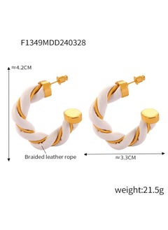 Generic British Style Retro Niche Geometric Personality Jewelry Leather Surround Twist Design Copper C- Shaped Earrings 
