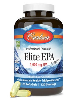 Carlson - Elite EPA Gems, 1000 mg EPA Fish Oil, Wild-Caught, Norwegian Fish Oil, Sustainably Sourced, Helps Maintain Healthy Triglyceride Levels, 120 Softgels