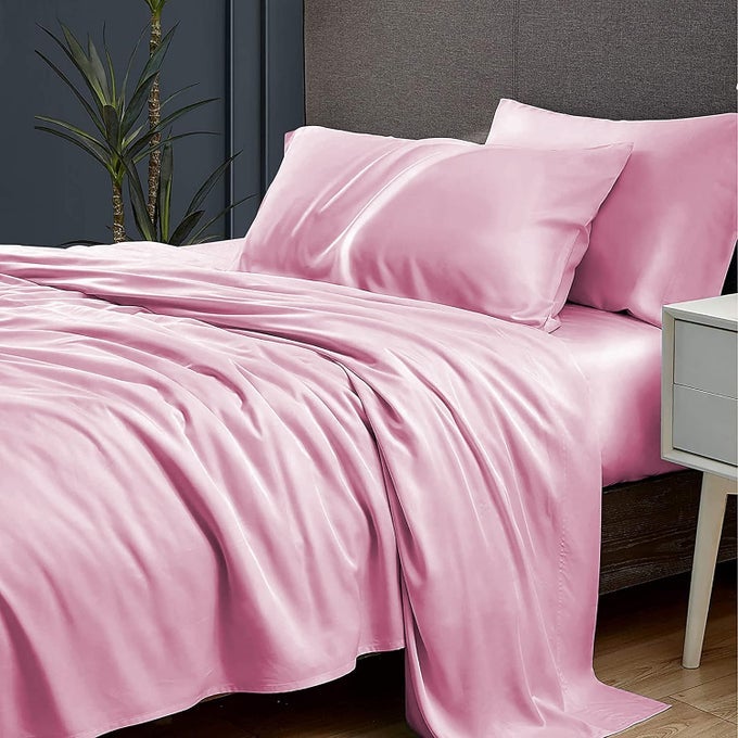 LIGHT PINK YRM BEDDINGS 400TC TOP SELLING EGYPTIAN COTTON HOTEL QUALITY BEDSHEET WITH 2PILLOW COVERS QUEEN SIZE