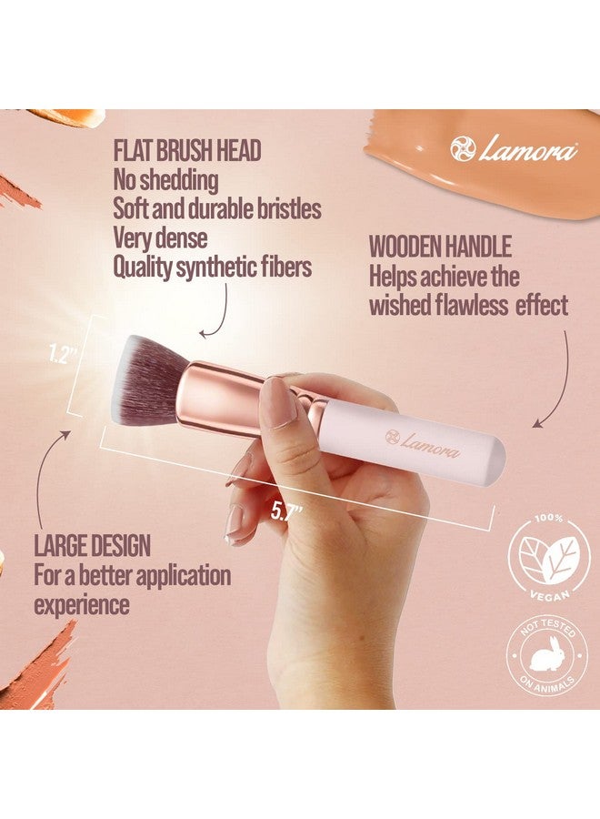 Lamora Foundation Brush For Liquid Makeup Kabuki Face Brush For Cream, Powder, Blush, And Concealer Flat Top Blending, Buffing, Stippling Brush - Image 2