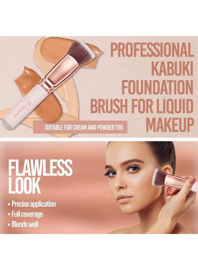 Lamora Foundation Brush For Liquid Makeup Kabuki Face Brush For Cream, Powder, Blush, And Concealer Flat Top Blending, Buffing, Stippling Brush - Image 4