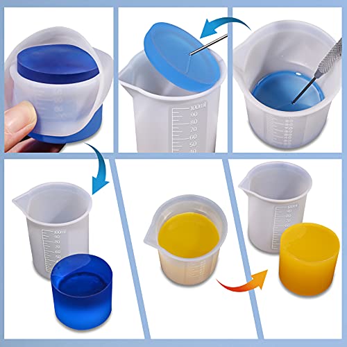 Moukiween 10pcs Silicone Measuring Cups for Resin,100ml Mixing Cups for Resin DIY Craft Jewelry Making Paint Pouring Cup, Non-Stick Clearer Precise Scale Reusable - Image 5