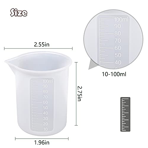 Moukiween 10pcs Silicone Measuring Cups for Resin,100ml Mixing Cups for Resin DIY Craft Jewelry Making Paint Pouring Cup, Non-Stick Clearer Precise Scale Reusable - Image 3
