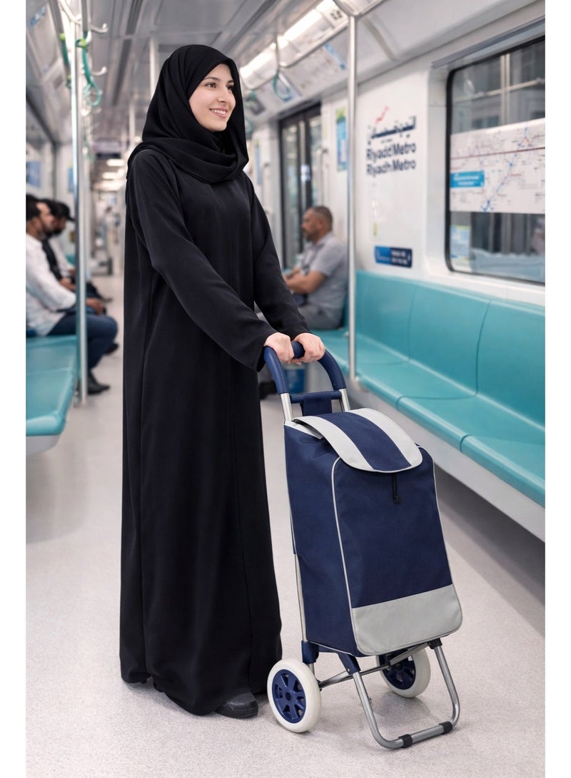 Foldable Utility Shopping Cart with Wheels – Heavy Duty Portable Grocery Trolley for Shopping & Travel - Image 3