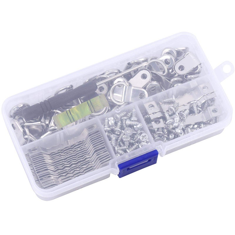 Tbestmax 252 D Ring Picture Frame Hanger and Sawtooth Photo Hanging Hardware Set with Screws and Spirit Level Silver - Image 3