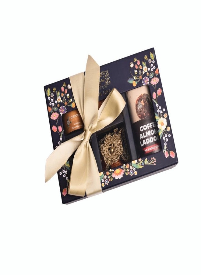 OH CHA - Bhaidooj Gift Box for Brother | Gift Hamper with Chamomile Tea, Kashmiri Kahwa, Seed Mix, Eat Better Coffee Almond Laddu, Handcrafted Rakhi & Roli Chawal Tilak Set | Bhai Dooj Gift Box - Image 2