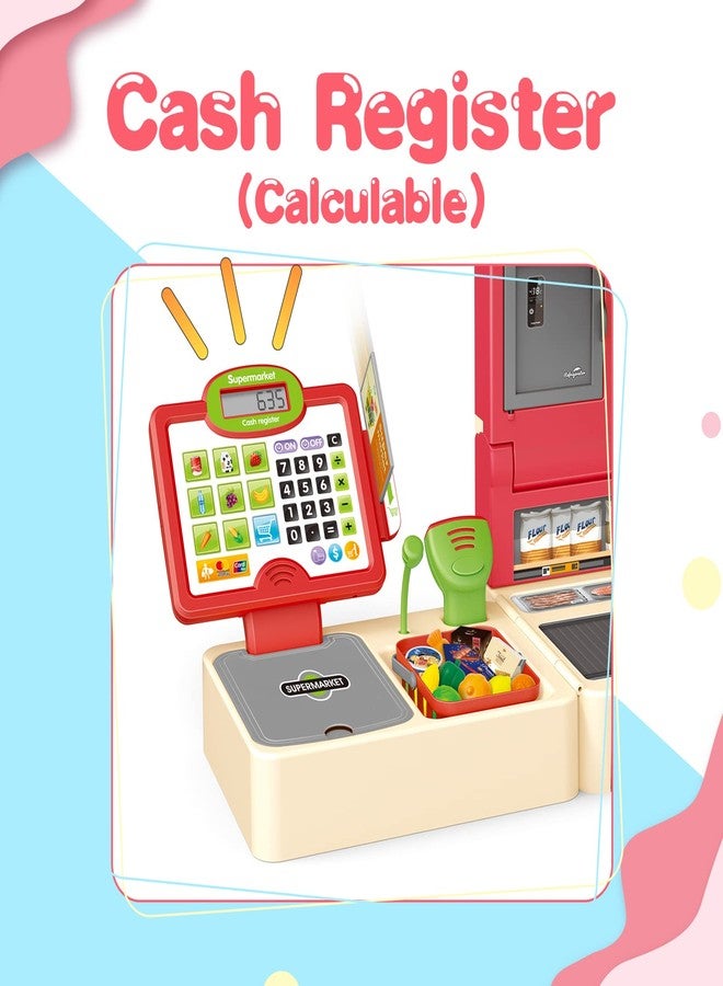 RedCrab Cash Register Toy for Kids,Toddler Store Pretend Plays Supermarket Calculator Cash Register Gift with Scanner, Play Money, Play Food for Boys & Girls - Image 2