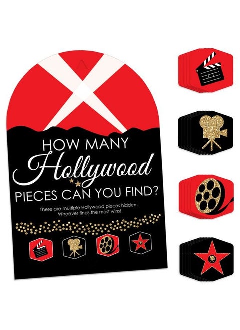 Red Carpet Hollywood Movie Night Party Scavenger Hunt 1 Stand And 48 Game Pieces Hide And Find Game