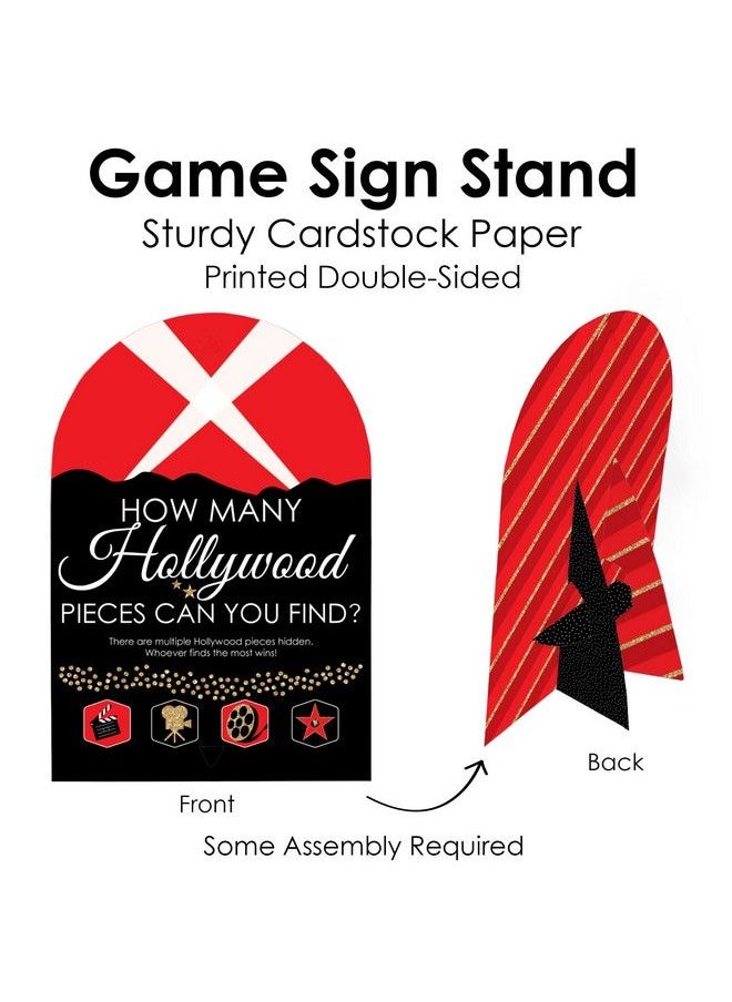 Big Dot of Happiness - Red Carpet Hollywood Movie Night Party Scavenger Hunt 1 Stand And 48 Game Pieces Hide And Find Game - Image 1