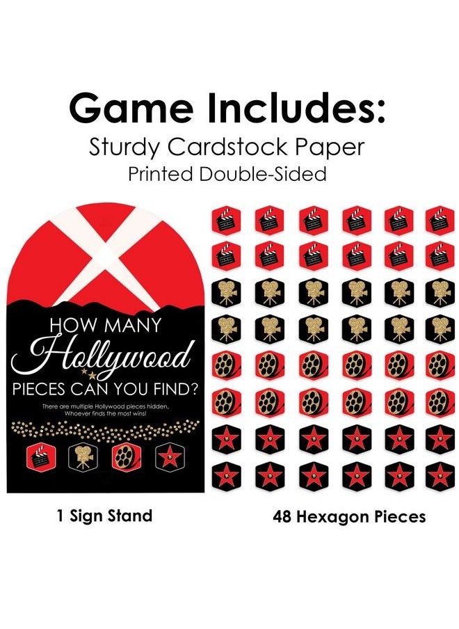 Big Dot of Happiness - Red Carpet Hollywood Movie Night Party Scavenger Hunt 1 Stand And 48 Game Pieces Hide And Find Game - Image 1